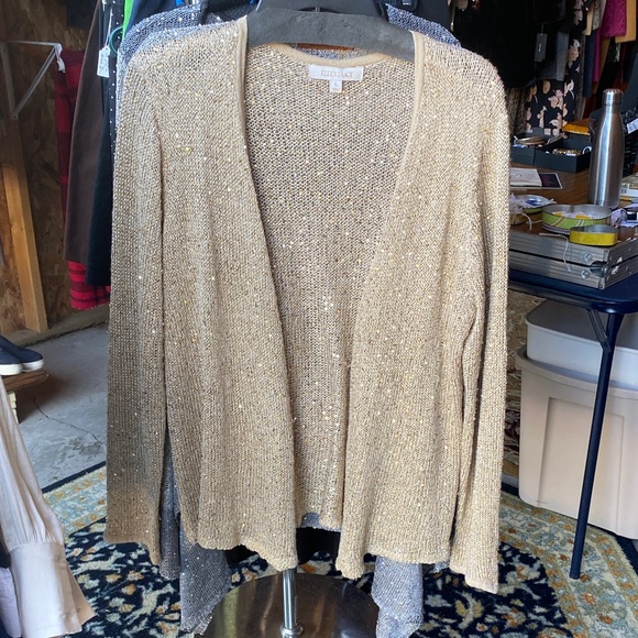 Ellen Tracy Gold Shimmer Cardigan - Picture 1 of 4